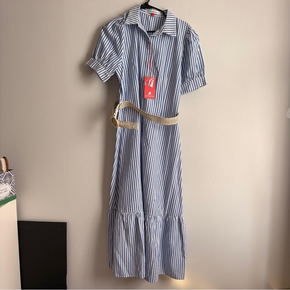 Etiem Blue Striped Maxi Dress size 42